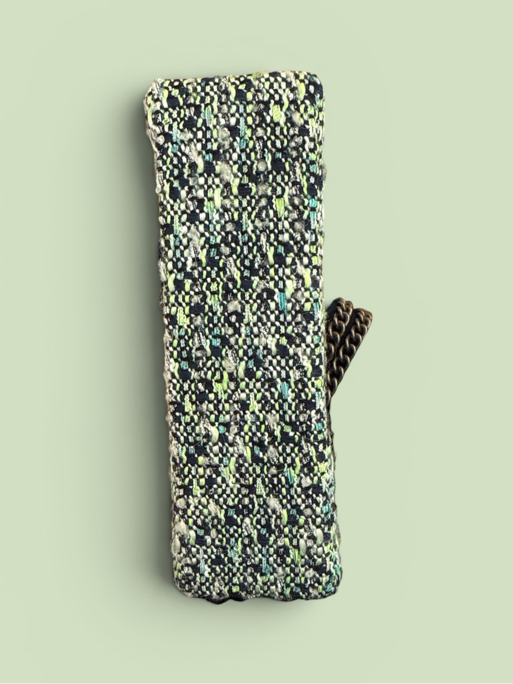 Kurt Geiger Green Floral Tweed Beaded Chain Shoulder Bag with Dusty - Picture 6 of 9